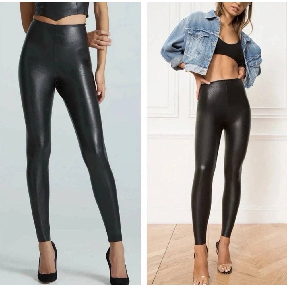 Commando Faux Leather Leggings Black High Rise Slimming Stretch Work Women Small